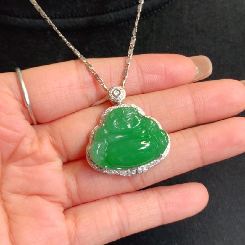 【闪购商品】颈饰18K金镶嵌翡翠佛公