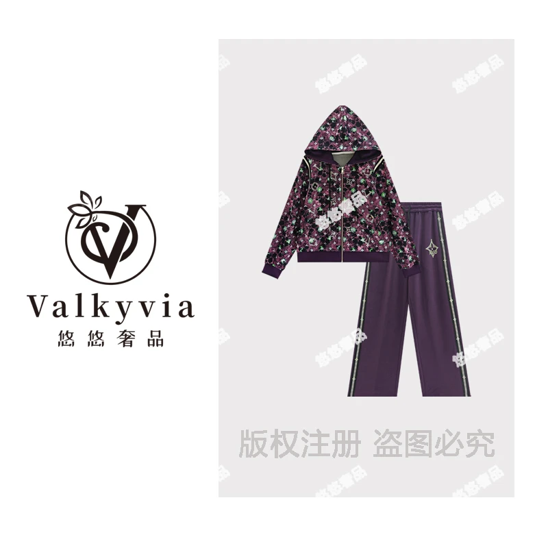 【Valkyvia/悠悠奢品】新款烫钻老花轻奢宽松套装TZ9191