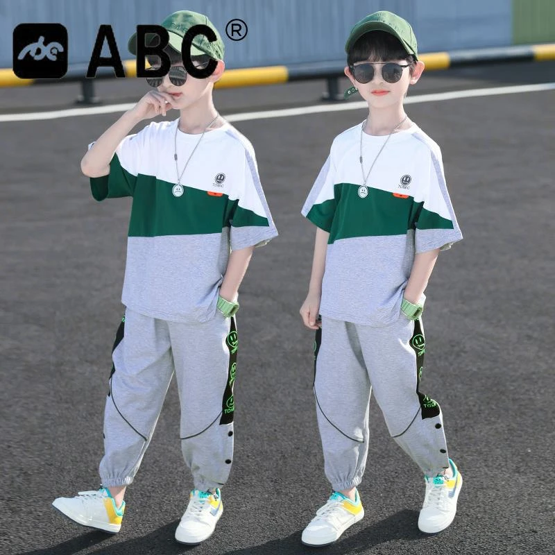 ABC童装男童夏装套装2025男孩夏季薄款运动洋气儿童短袖夏款衣服