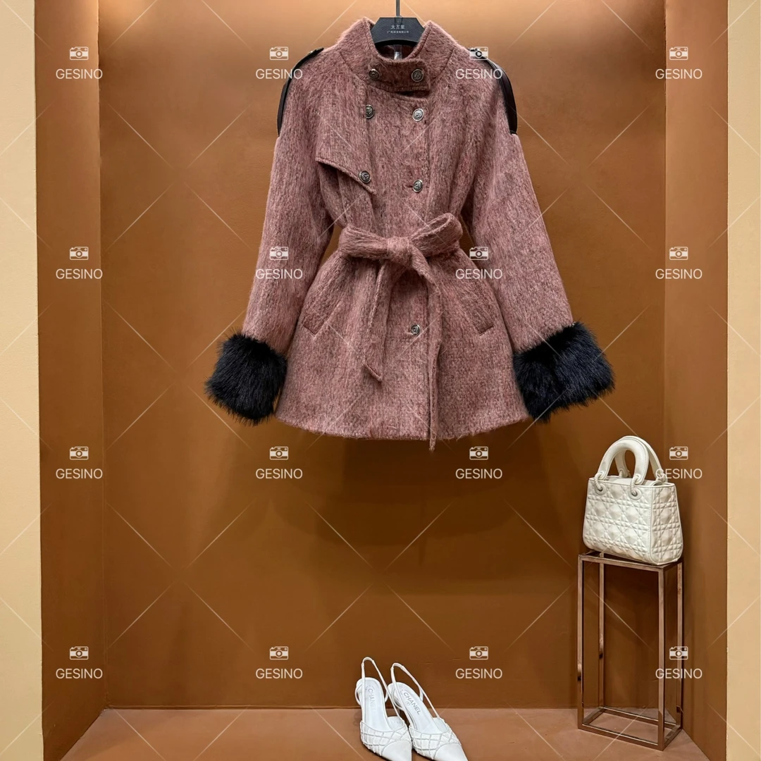 秋冬气质小香风设计师中长款蓝色轻奢女 QD-2025099