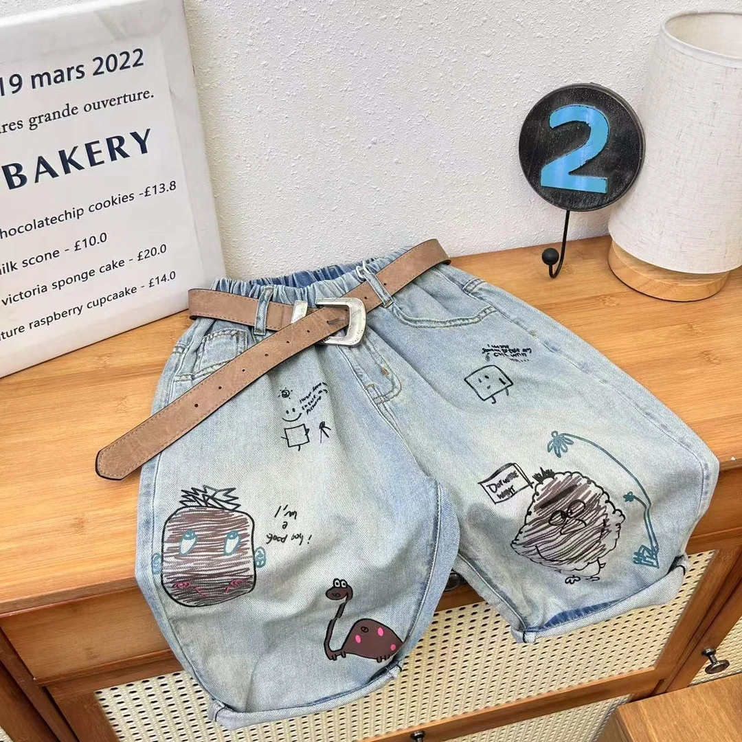 NZK-1033 儿童短裤时尚休闲宽松中大童韩版洋气高品质牛仔裤