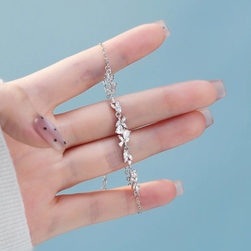 足银手链 S999足银紫藤花手链高级小众设计小清新可爱风格甜美手