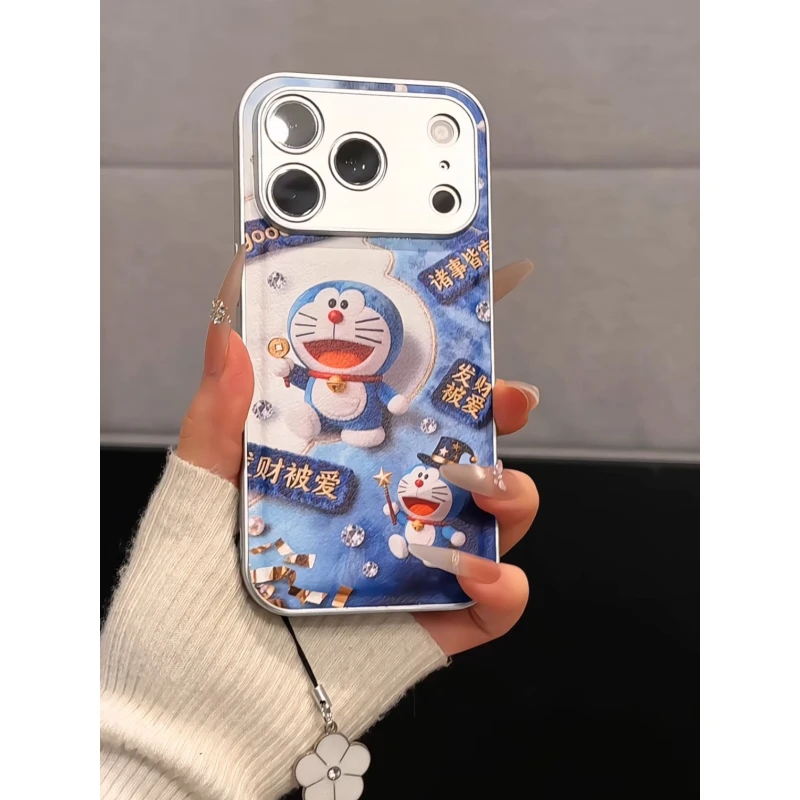 发财被爱-哆啦A梦适用苹果17p手机壳16pm华为p70金属皮纹小米17