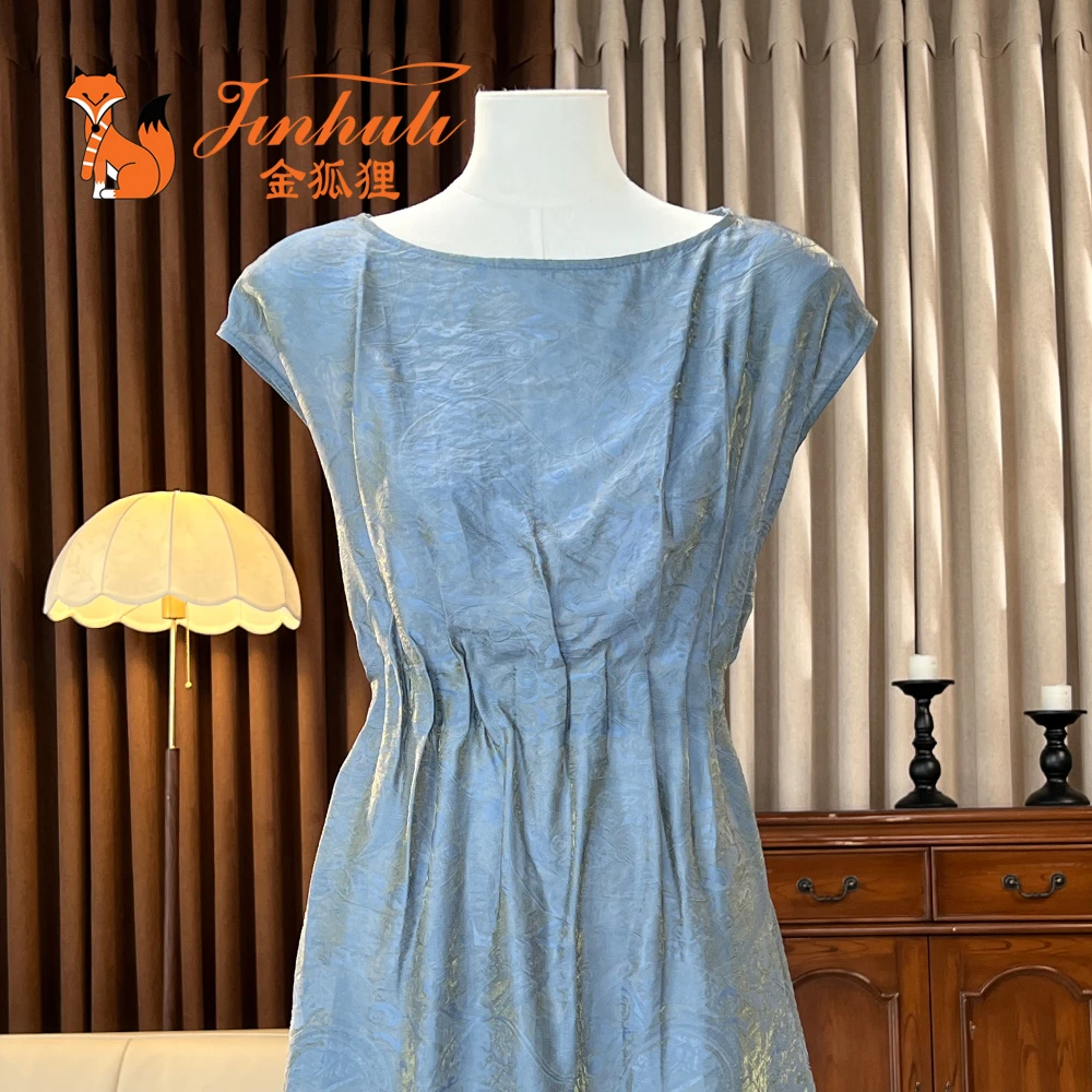 金狐狸夏季宽松显瘦时尚高端气质优雅中长松紧腰连衣裙女25Q2039T