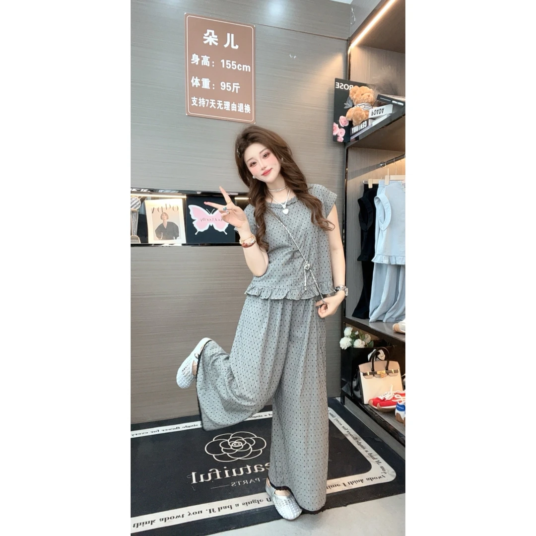 1-朵儿原创-【波点少女】夏季新款洋气百搭宽松休闲显瘦套装QK2003