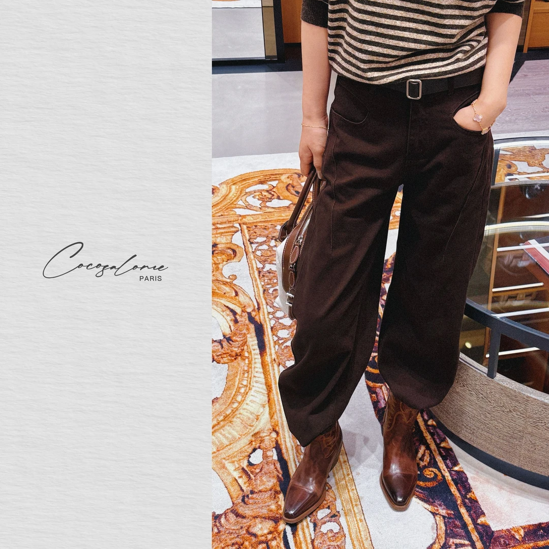 韩彬彬"雅丹"初秋出游设计师款雅丹风显腿长百搭水洗牛仔裤2536-2