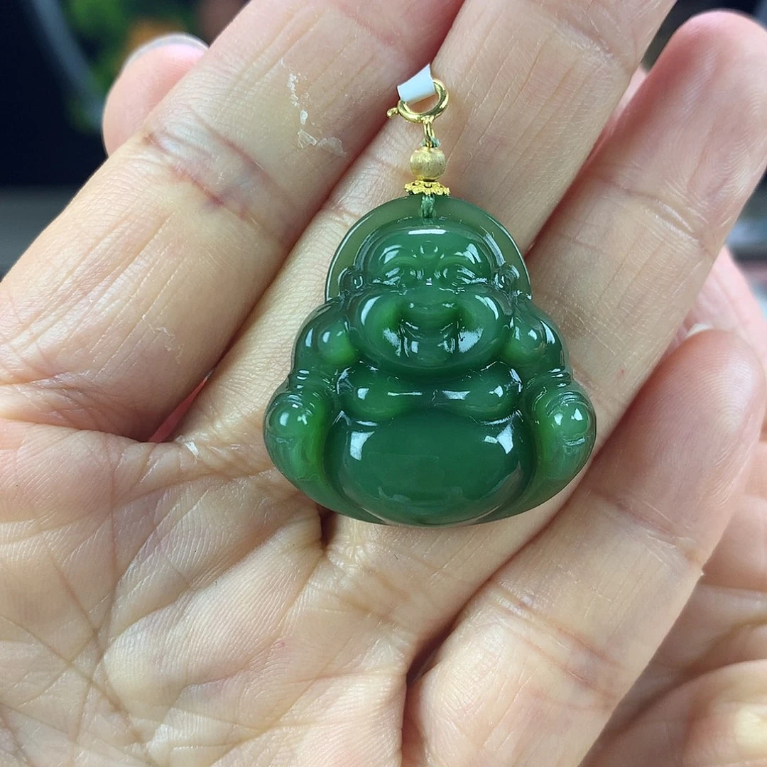 颈饰18K金镶嵌和田玉