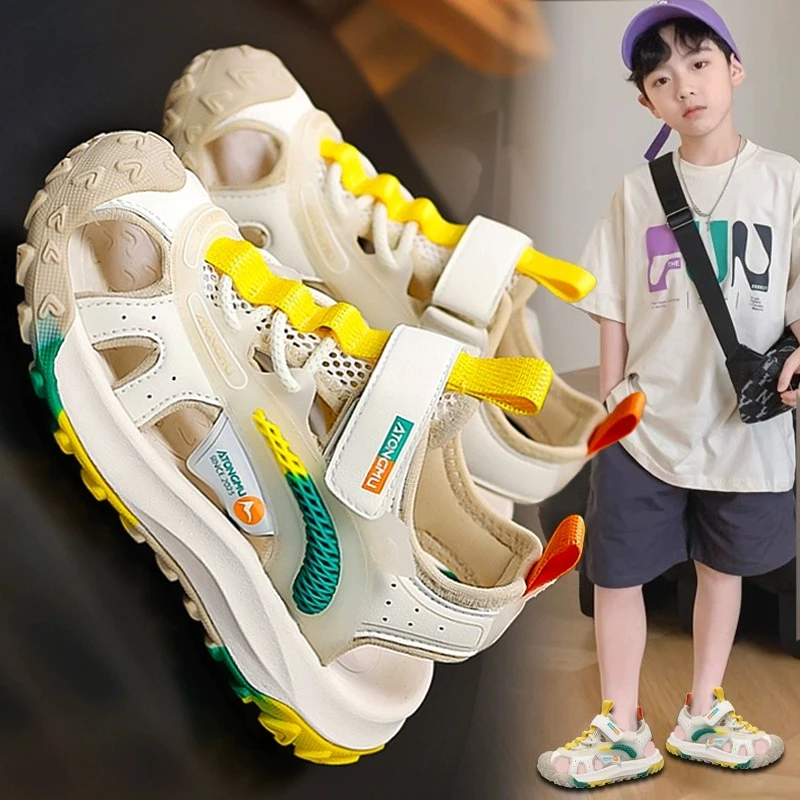 品牌 断码男童凉鞋包头夏季新款儿童防滑运动沙滩鞋中大童防踢凉