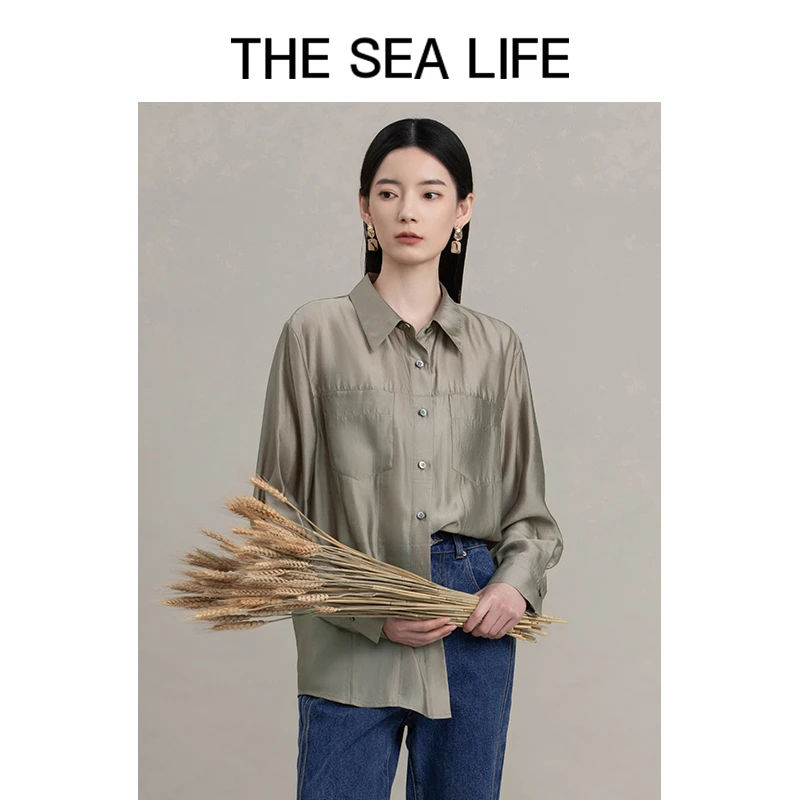 THESEALIFE欧海一生通勤衬衫轻薄舒适休闲宽松上衣B12105