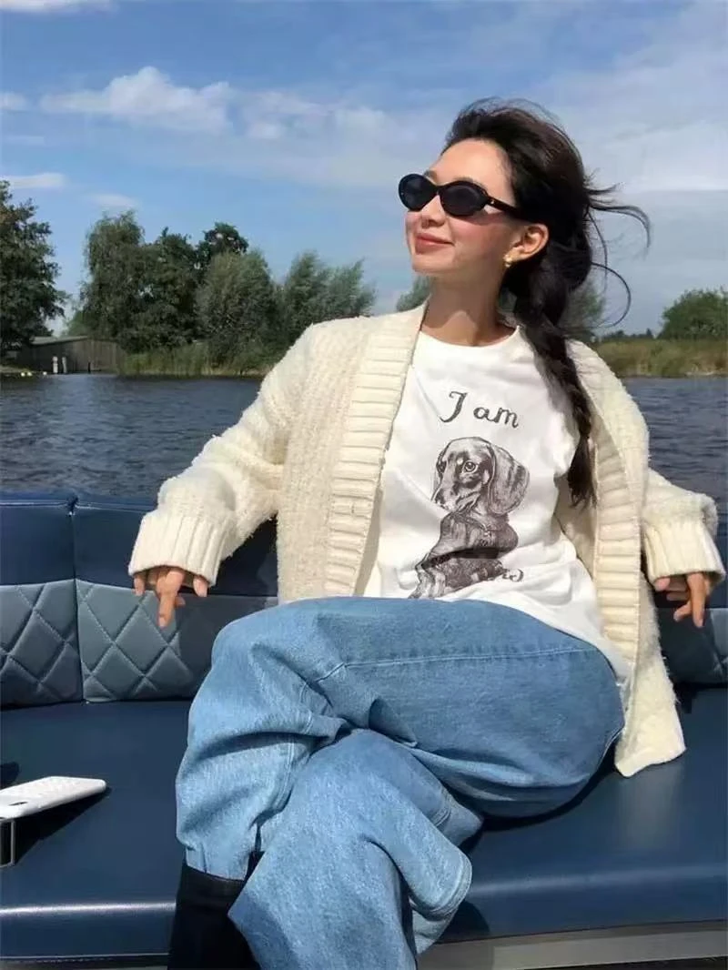 欣欣子-磨毛狗狗T恤