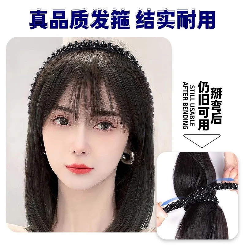 发箍假发一体齐刘海片遮白发全真发全真发假发自然假发片假发女款