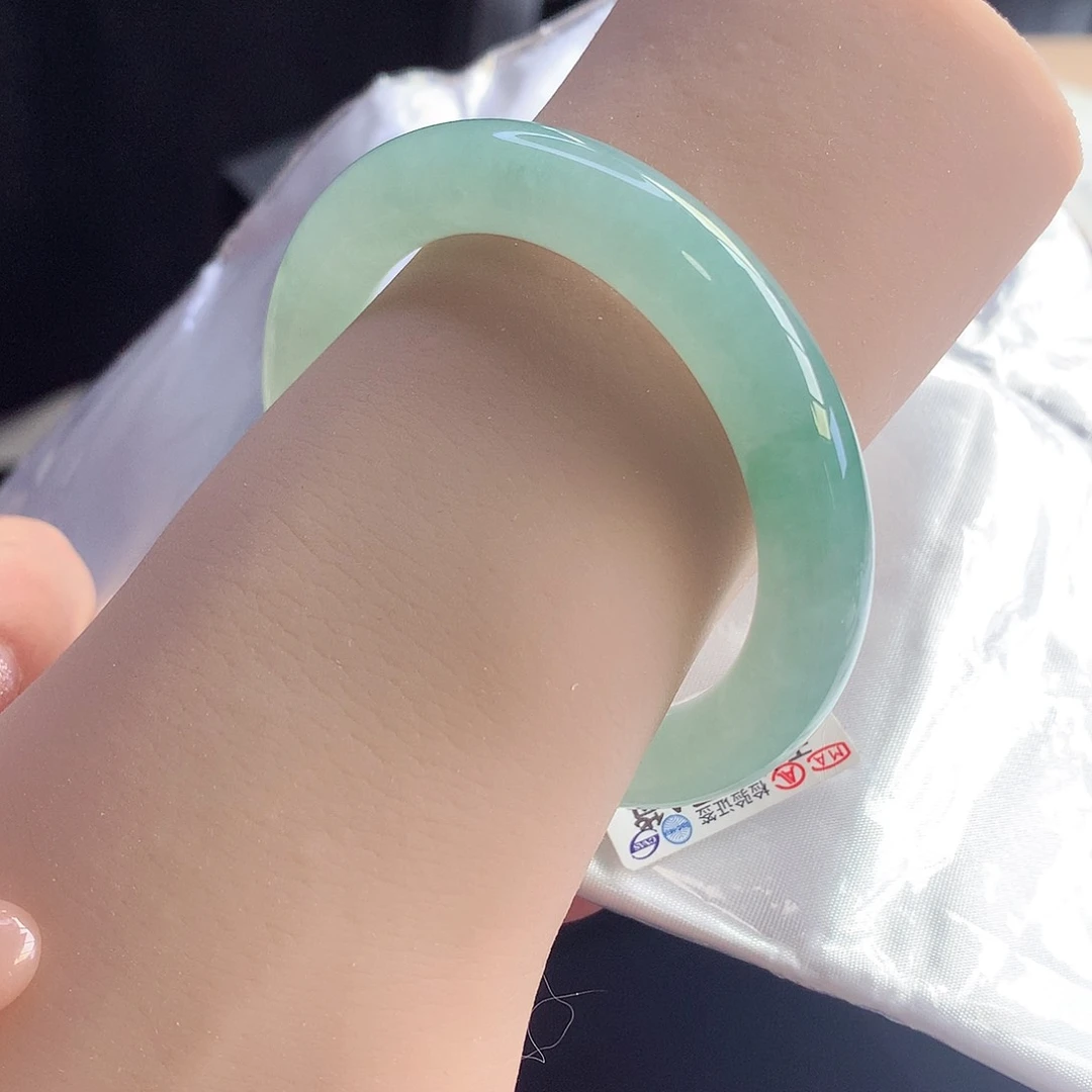 未镶嵌手镯翡翠天然A货翡翠50/51甜果绿小手捡漏款
