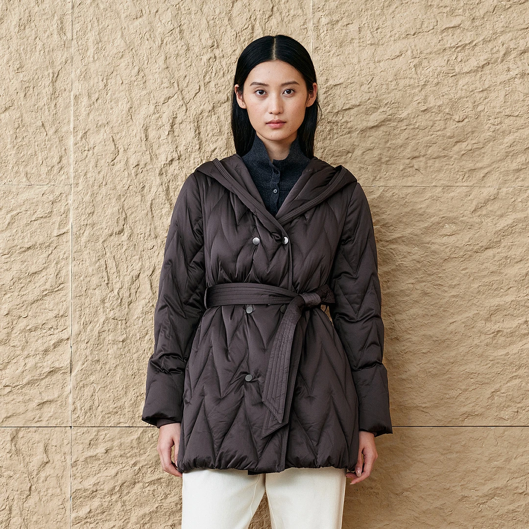 「微雕外套」INSUN恩裳专选2025冬季抽褶鸭绒羽绒服9C65508560