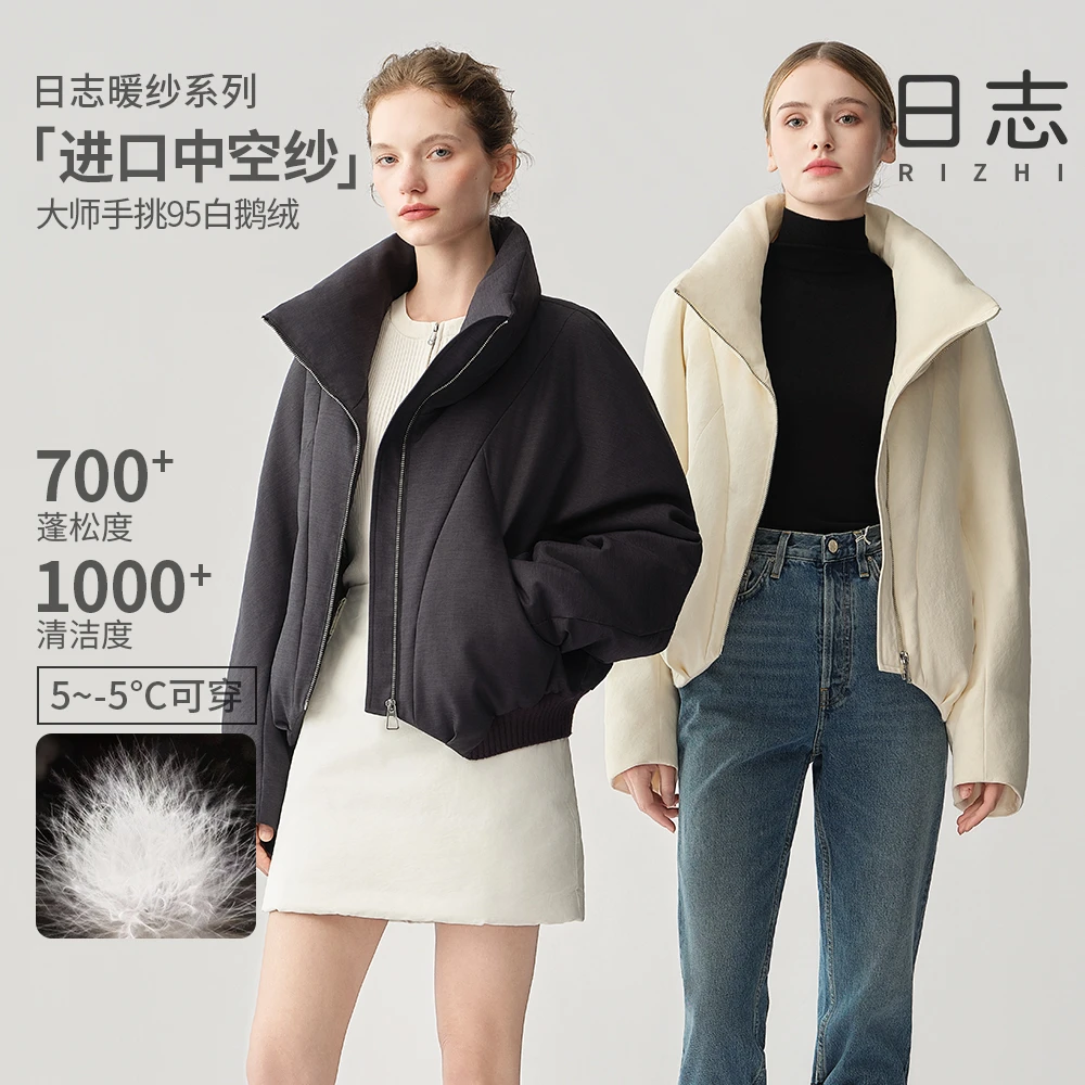 日志【暖纱系列】桑蚕丝保暖长袖时尚女立领羽绒服鹅绒服达AD54Y008