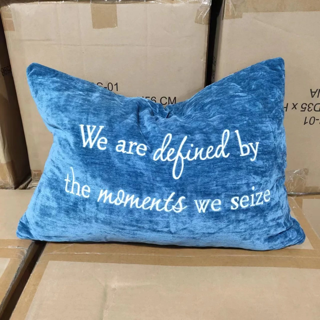 蓝色雪尼尔(1) 羽毛腰靠 尺寸30×50 发1个