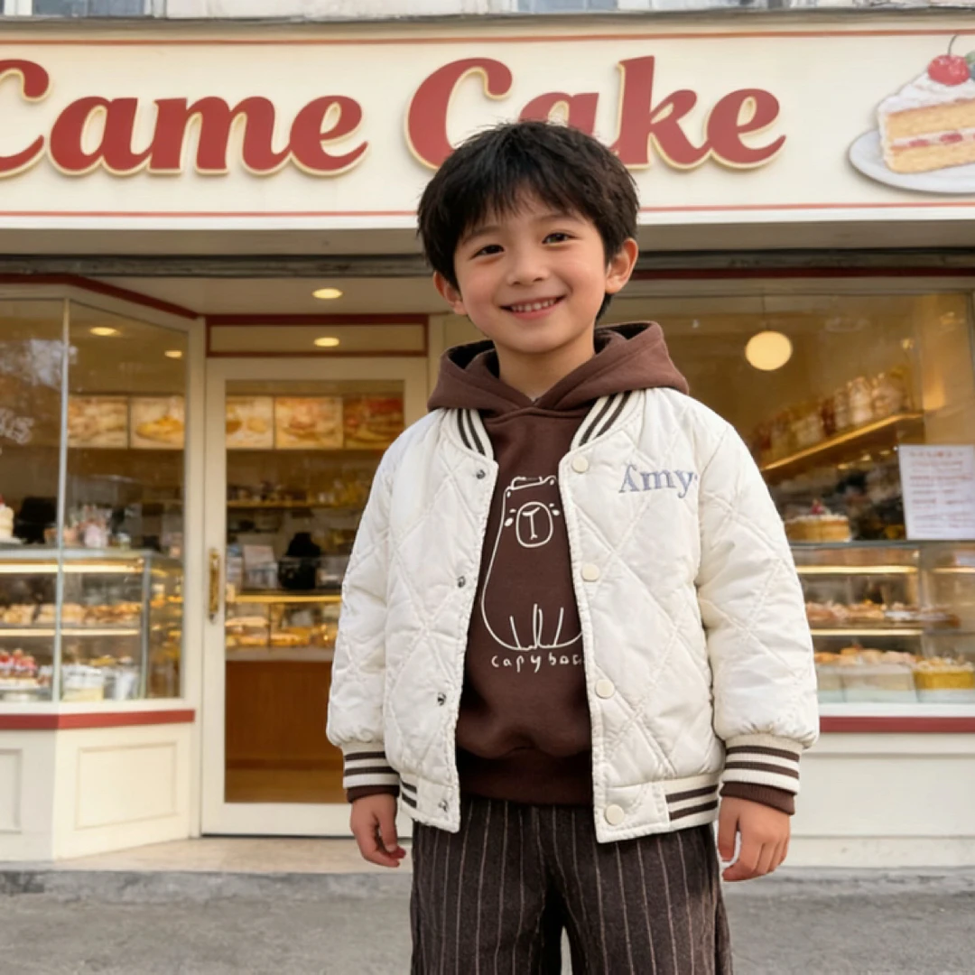 韩版加绒内胆冬季保暖儿童棒球服棉服外套