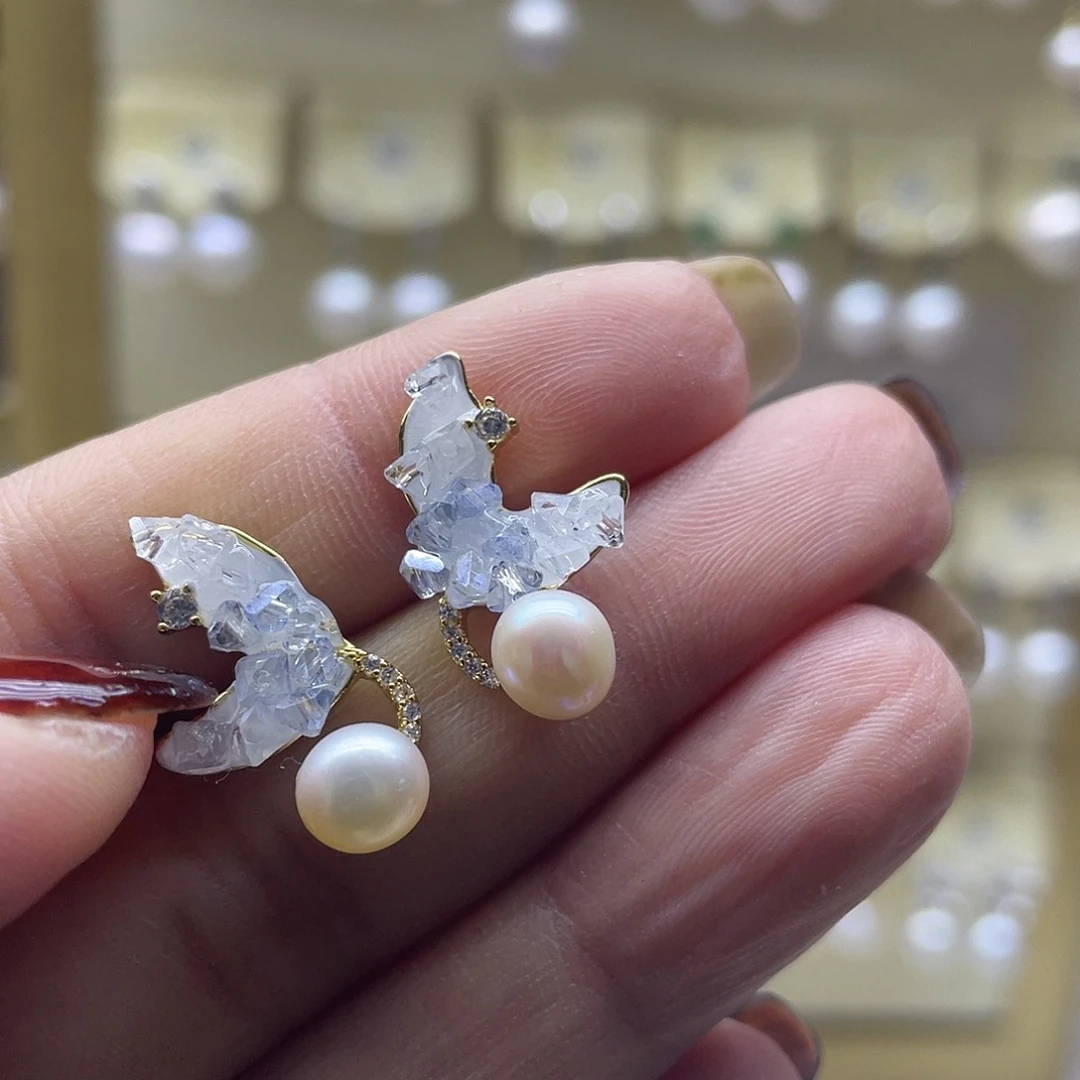 耳饰淡水珍珠银S925镶嵌