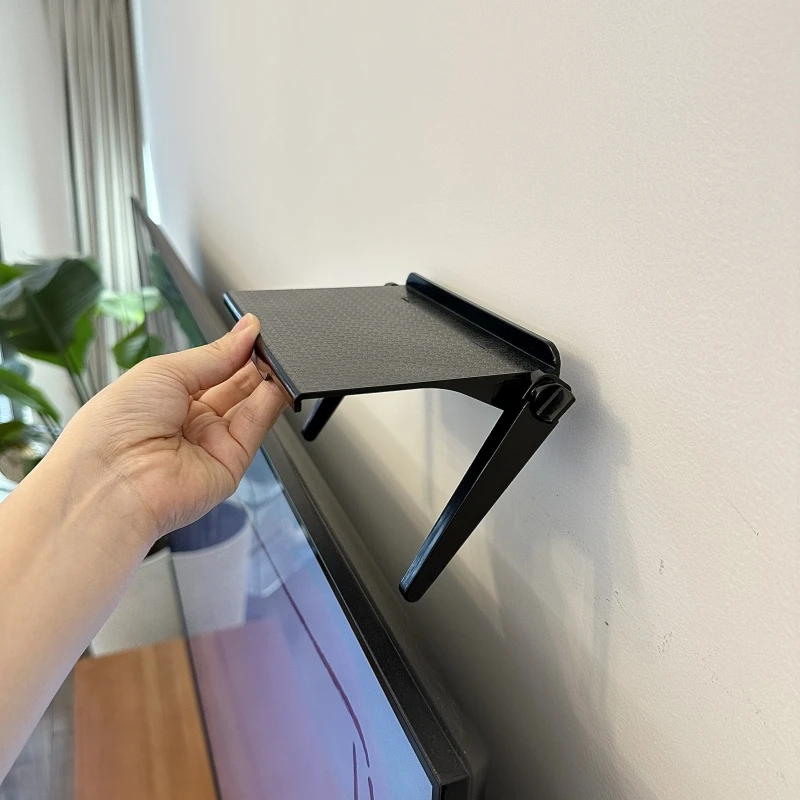 电视上面放机顶盒置物架显示器顶部免打孔路由器收纳盒子托架支架