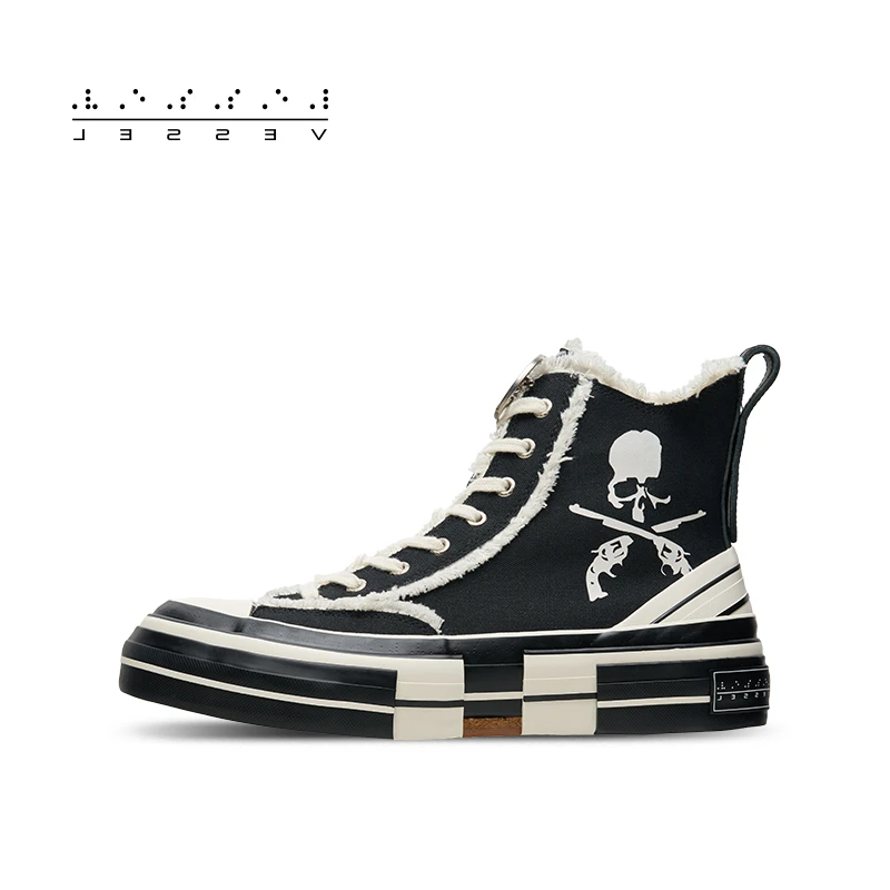 XVESSEL【MMJ联名】高帮帆布鞋黑色潮流百搭休闲时尚