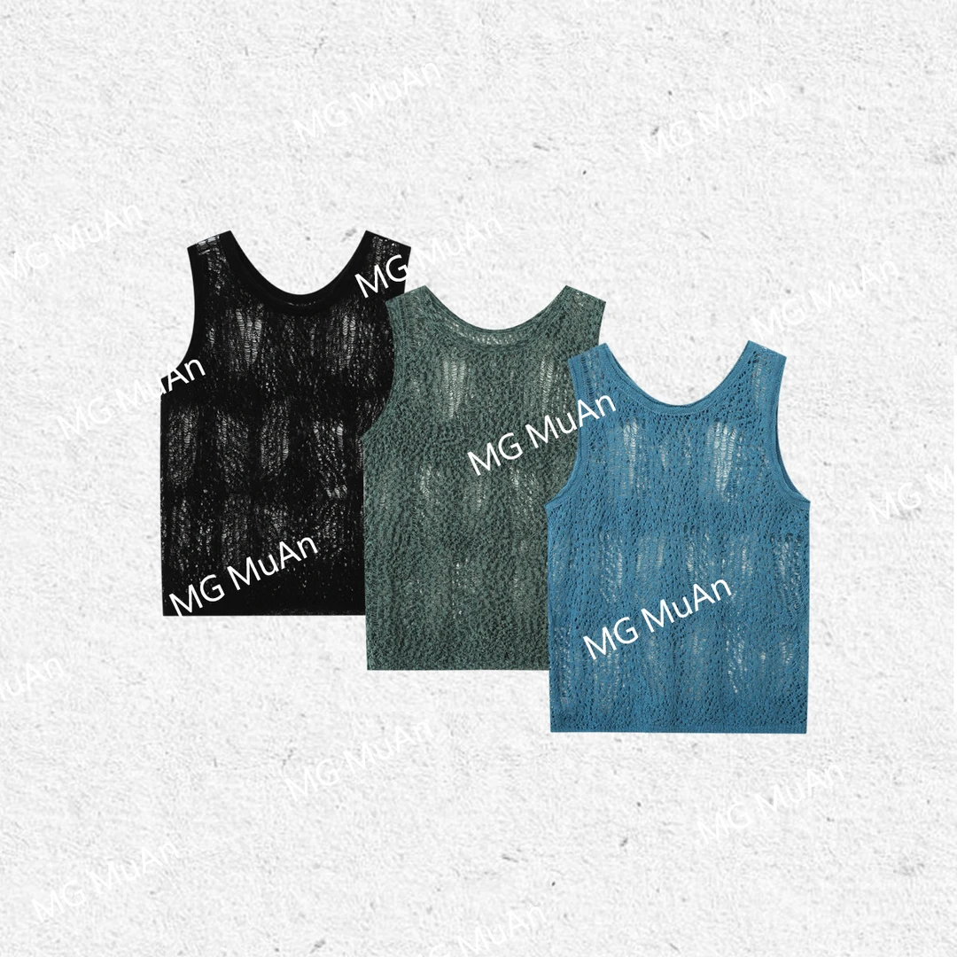 木岸【中古背心】MUAN定制140克百搭缠纱宽松马甲背心上衣女DG3-092
