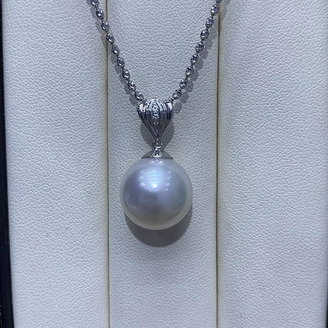 海水珍珠18K金镶嵌吊坠(不含链)13到14点位澳白