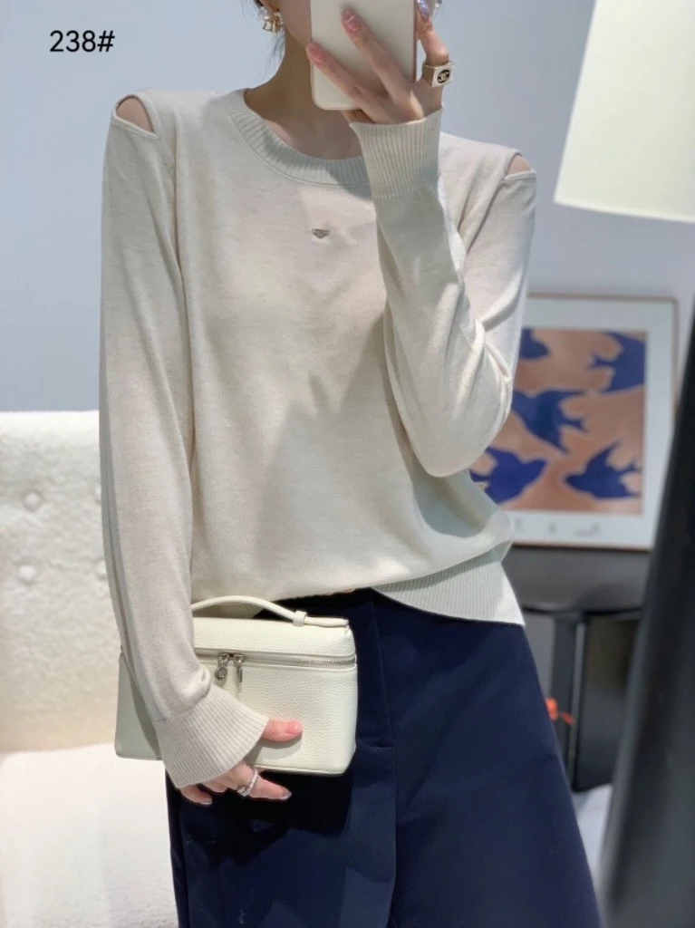 2025气质新款圆领长袖百搭针织衫女宽松显瘦洋气毛衣打底上衣238