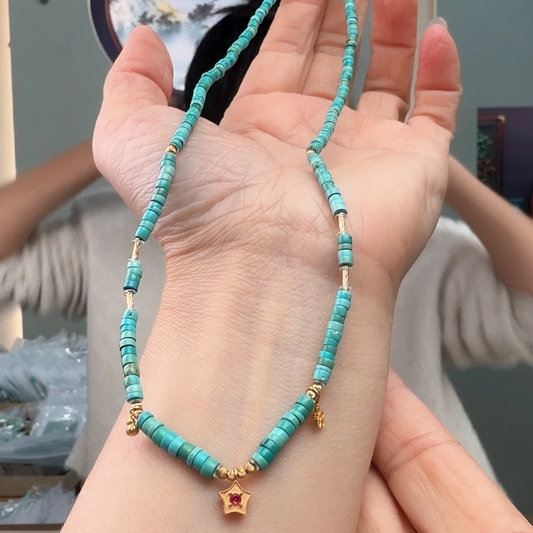 绿松石18K金镶嵌颈饰