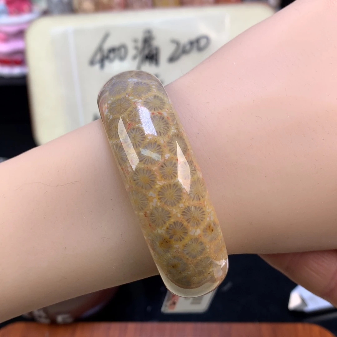 硅化珊瑚（珊瑚玉）未镶嵌颈饰72号金糖雏菊52圈