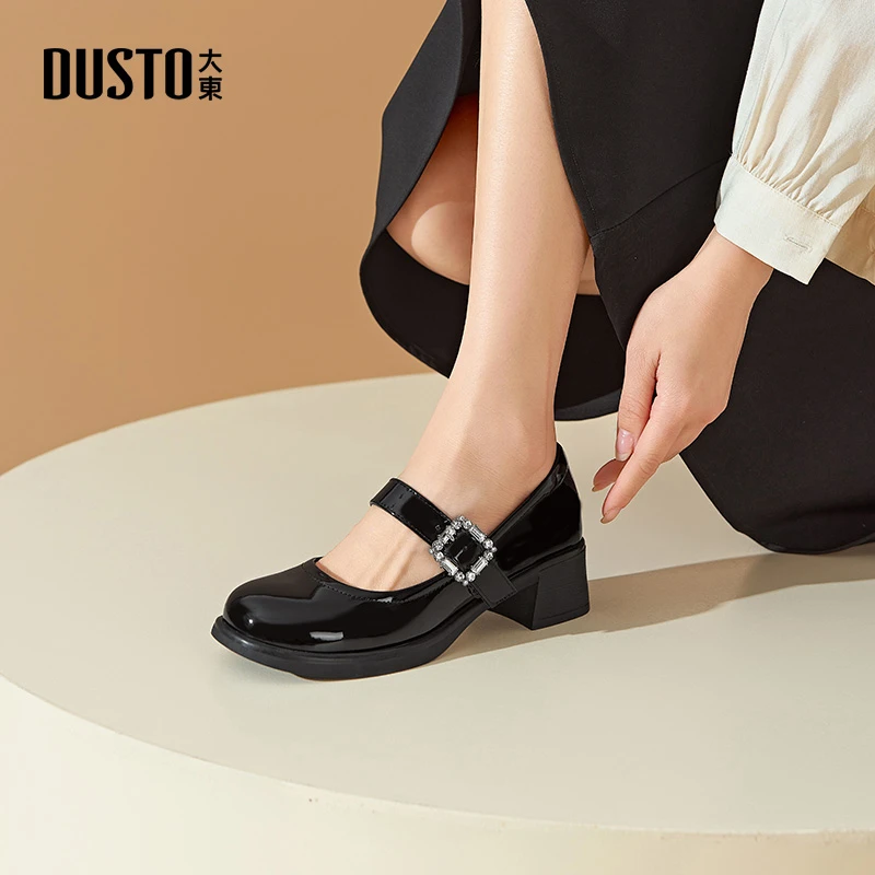 大东女鞋2025秋冬新款法式玛丽珍鞋复古风百搭小皮鞋厚底单鞋0706