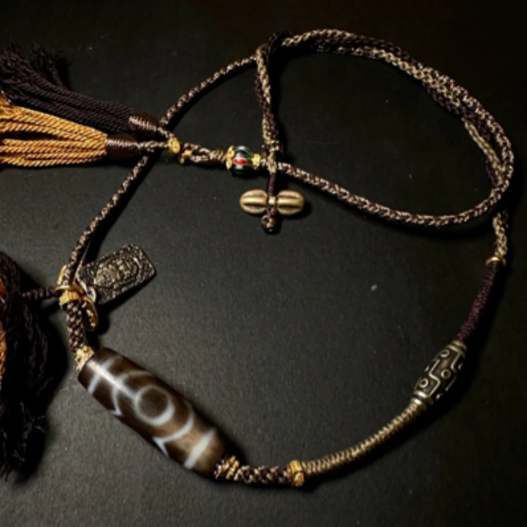 莲花三眼措思天珠锁骨链藏系风招米五行美拉德配色