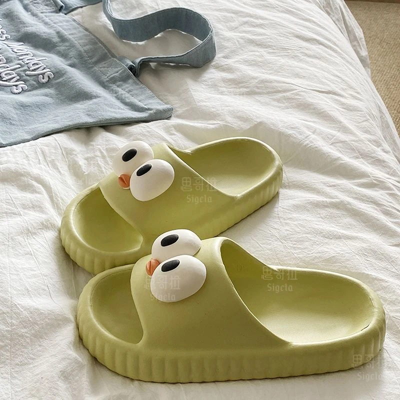 可爱大眼睛EVA厚底超软拖鞋女学生宿舍四季居家室内防滑不臭凉拖