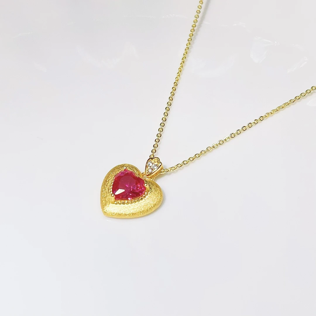 培育红宝石-中国好珍宝【161】爱心红宝石吊坠设计款吊坠【赠链子】
