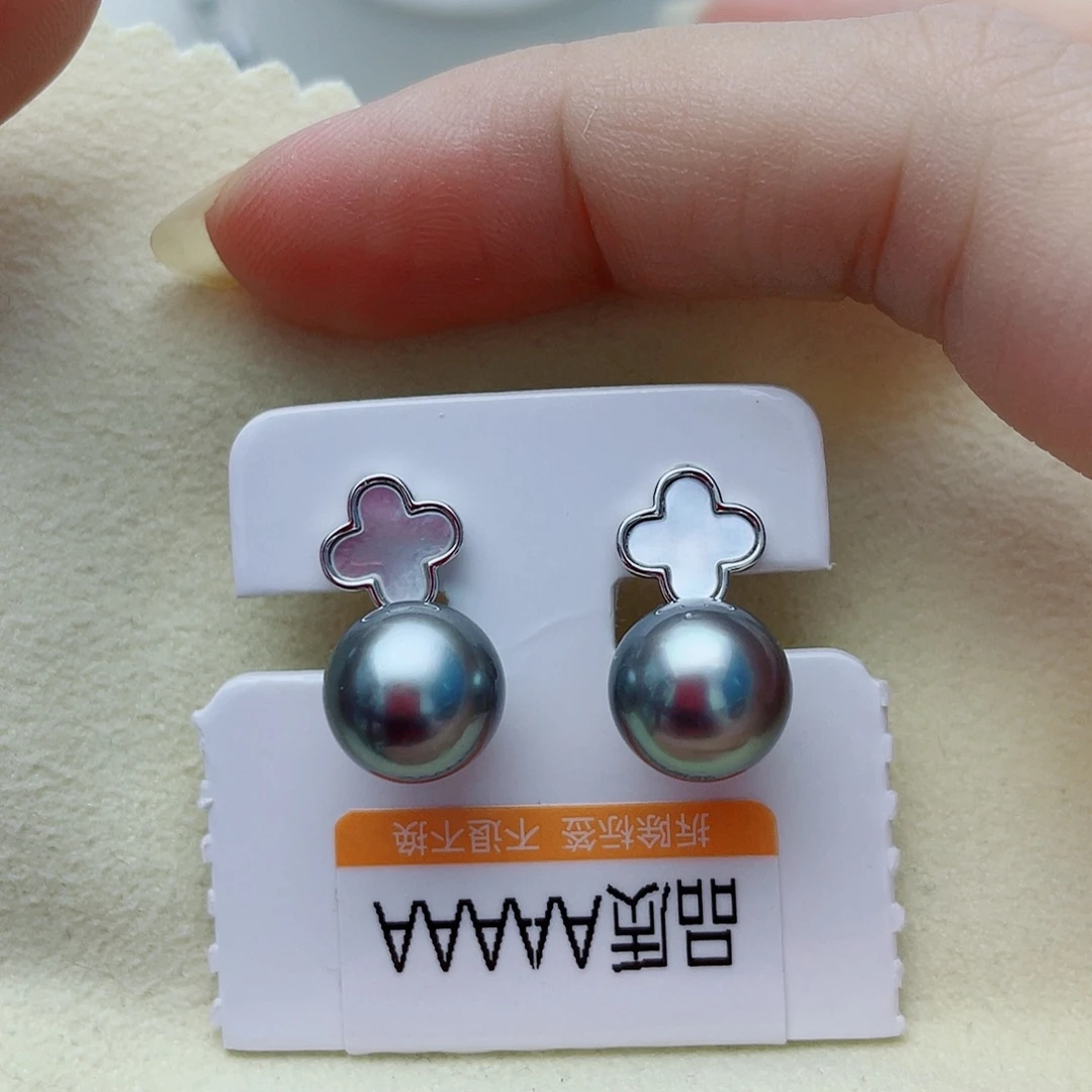 海水珍珠耳饰银S925镶嵌w58
