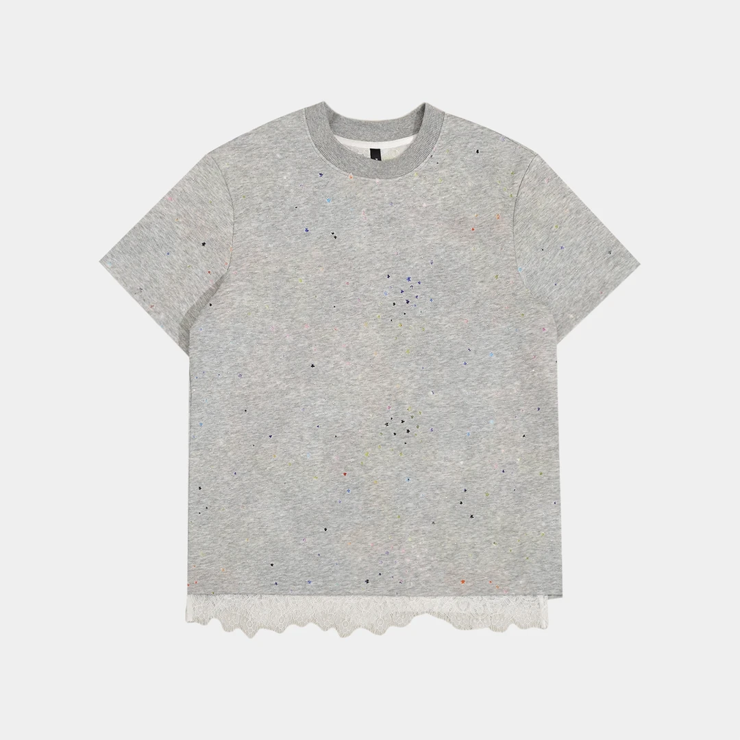 25N夏季新款轻奢高级美式街头潮流设计蕾丝边短袖+短裤 152434/31