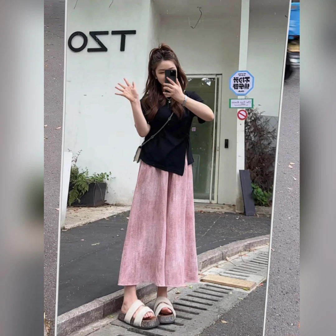 楠序【绵绵冰】乔乔微胖女装不规则显瘦上衣女夏季短袖女t恤YZ36191