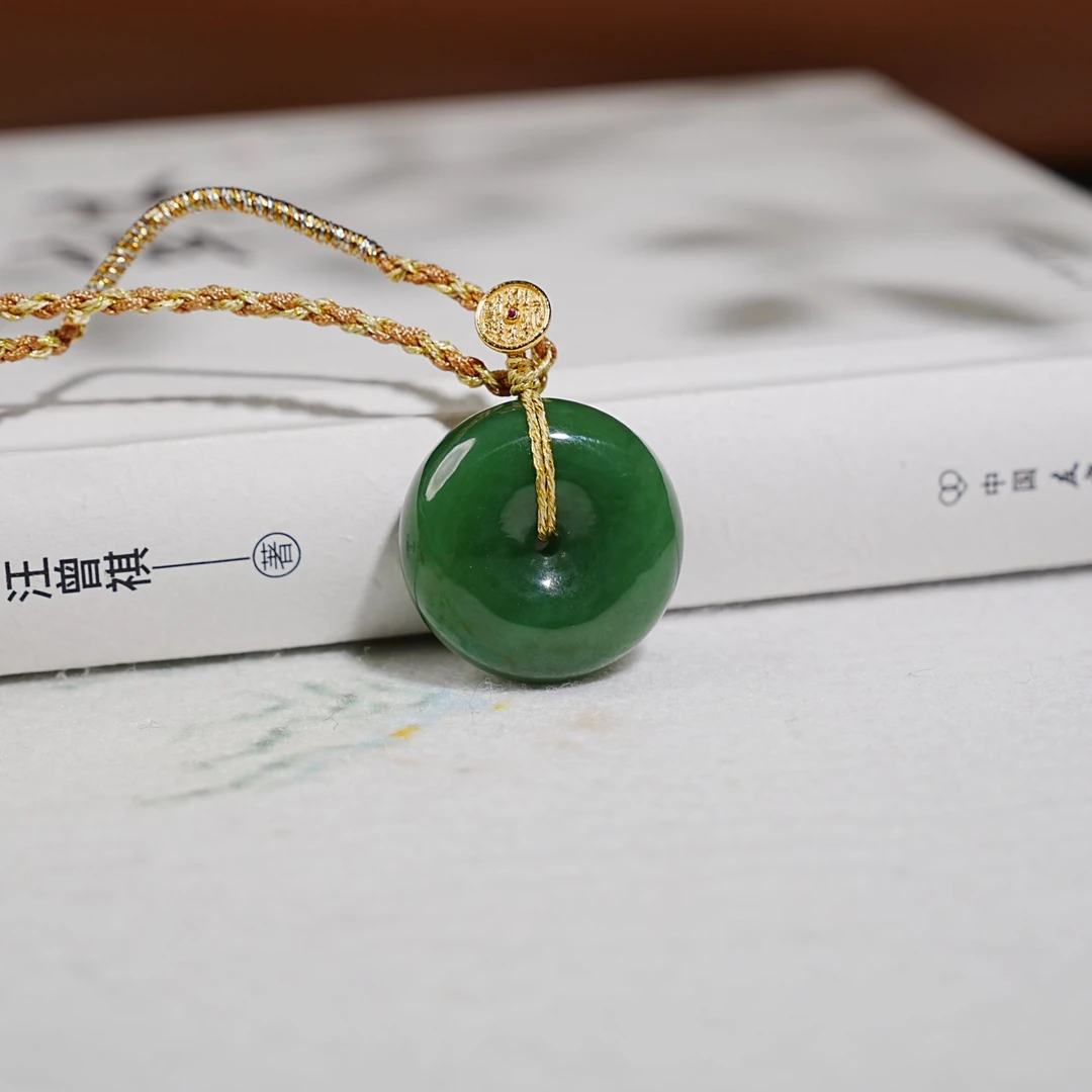 【睿泽&小池专属】S925和田玉碧玉平安扣吊坠 11*22 KT0490093