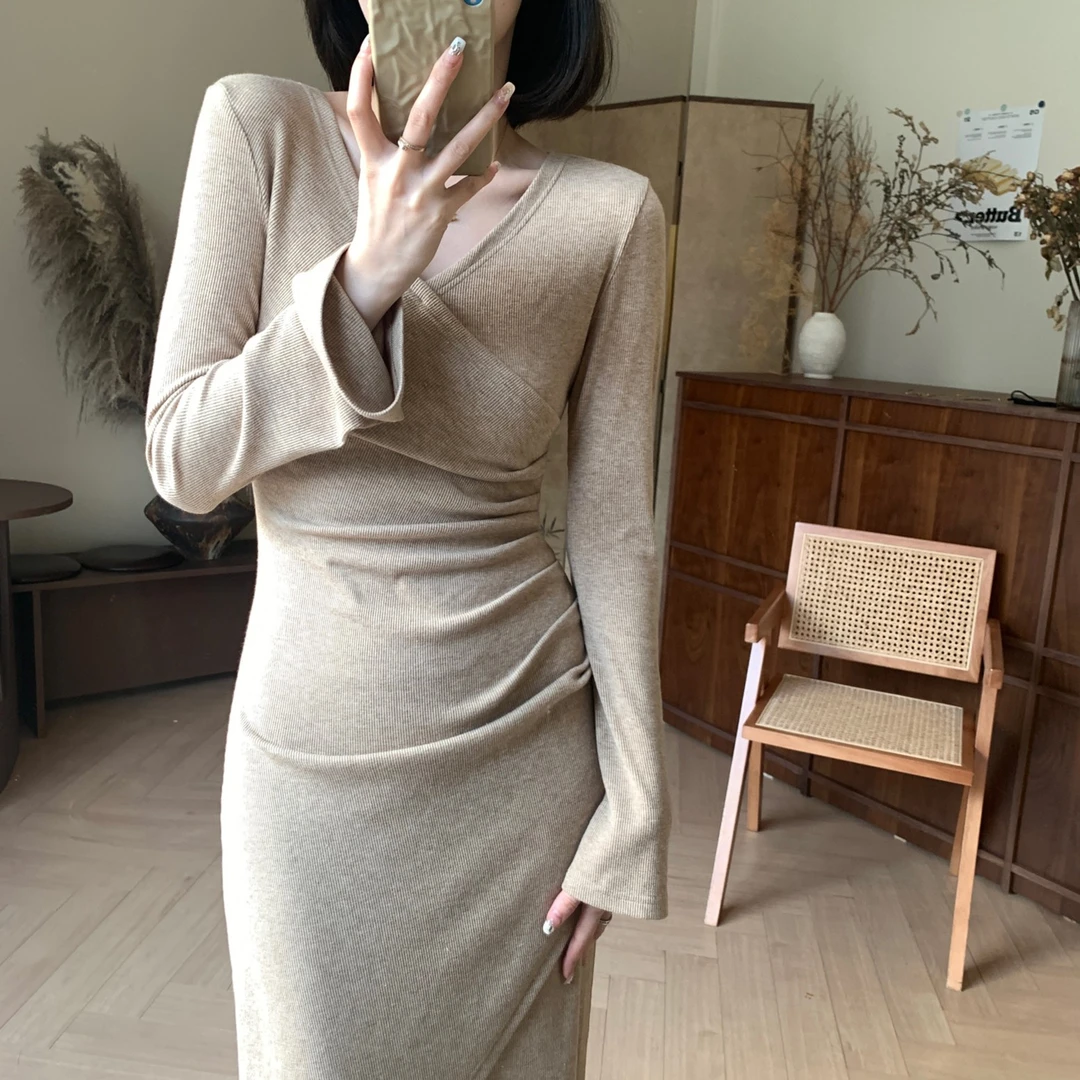 【芝士Cheese】秋末比莉尔情人针织连衣裙长款包臀设计感
