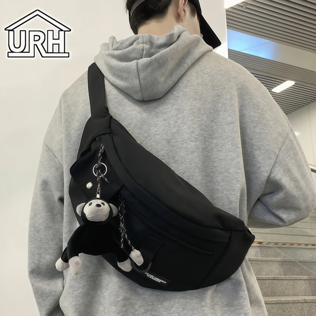 日本胸包男士工装单肩包包新款大容量腰包背包骑行百搭帆布斜挎包