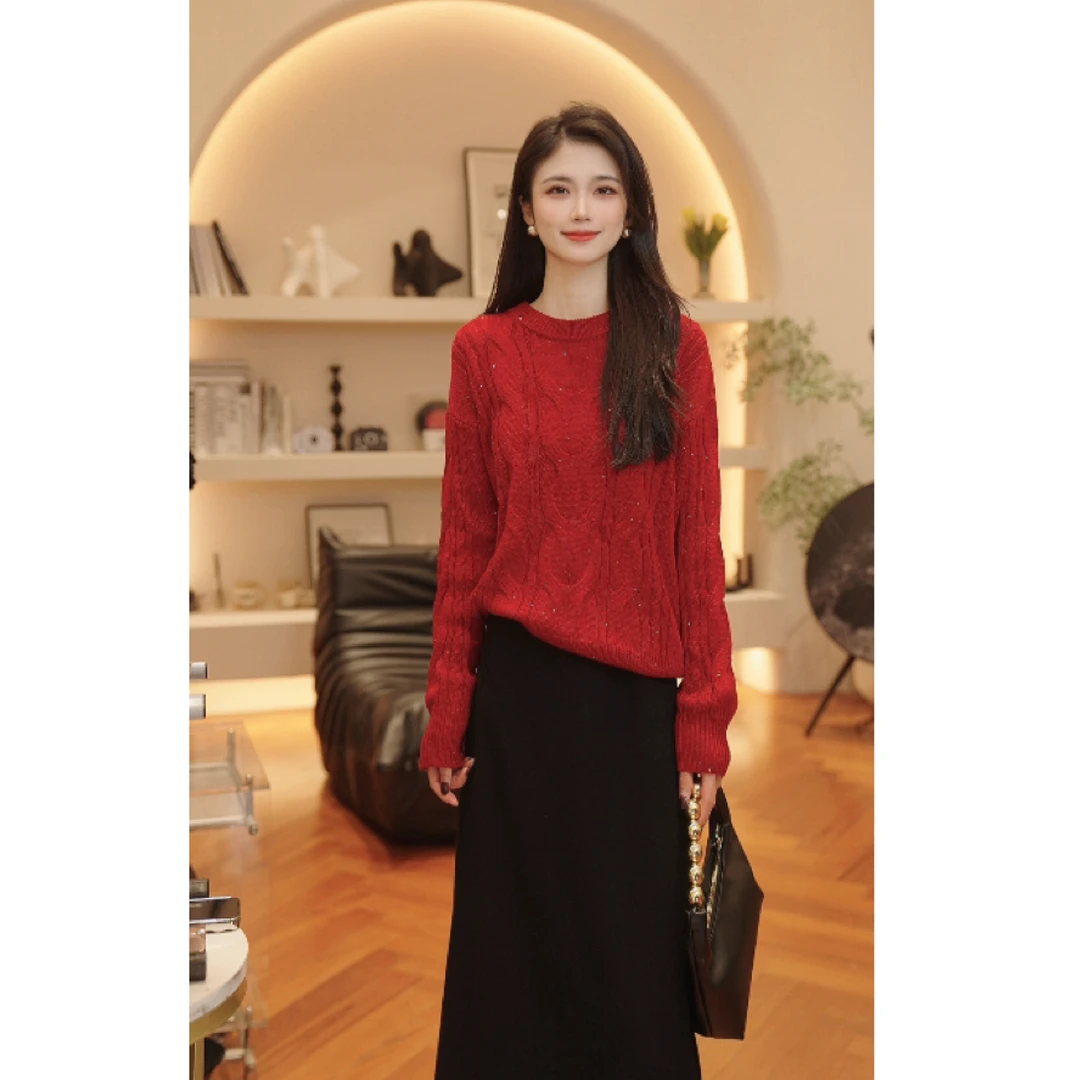 THE MENG【银河】绵羊毛亮片显瘦时尚气质毛衣上衣#M253E1258 TZ