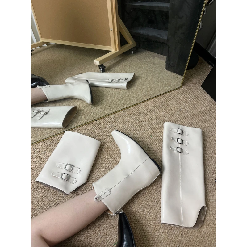 跟高5cm/34-40码/方头时装靴短筒中筒高筒三穿靴子百搭女靴爆款