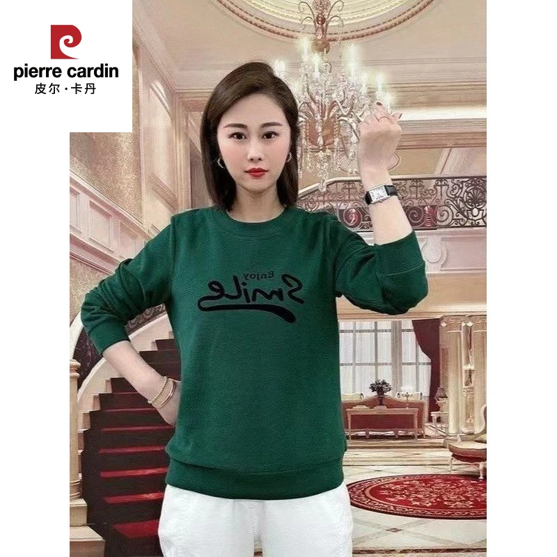 皮尔卡丹2025秋季新款圆领字母印花减龄卫衣女宽松休闲百搭长袖恤