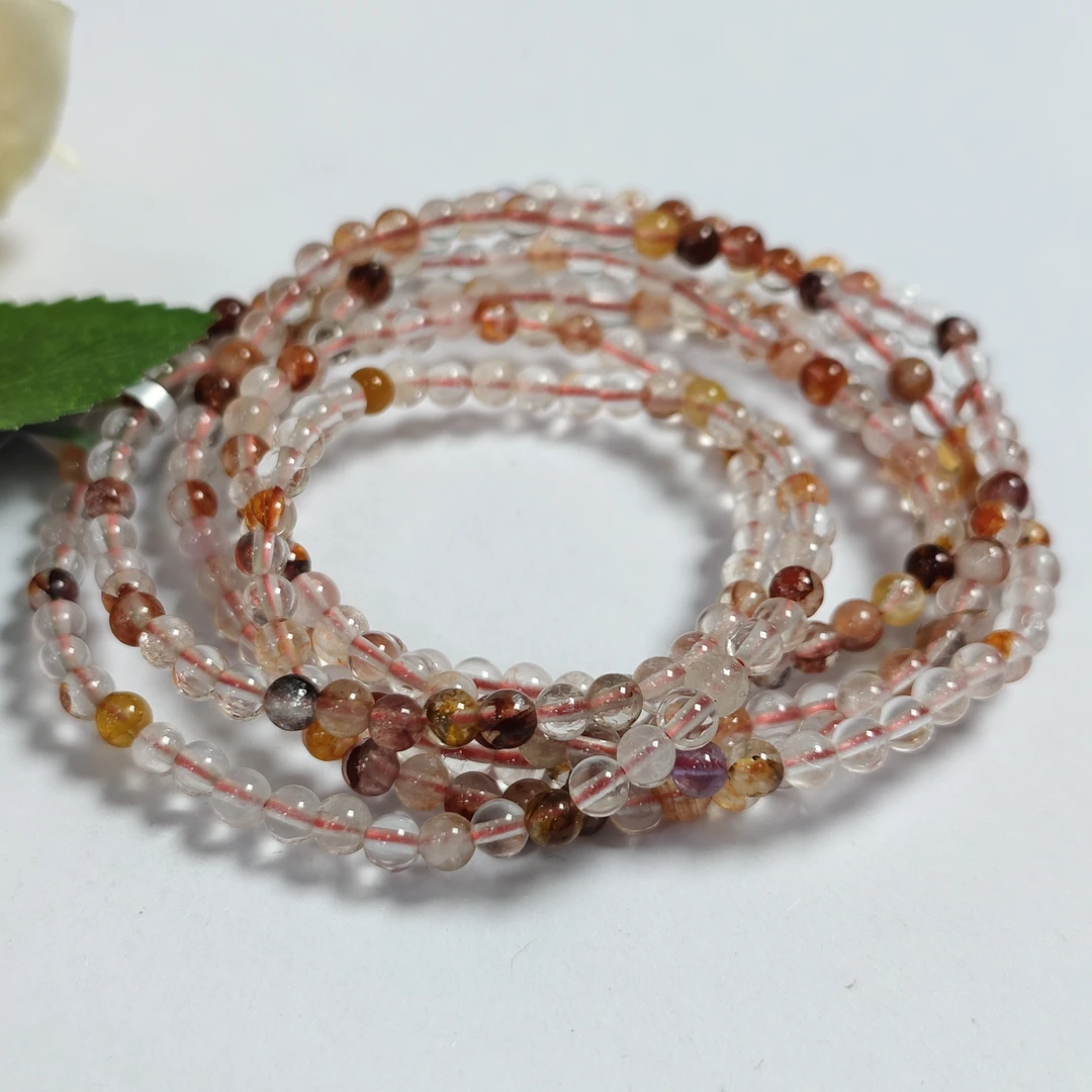 【书记甄选】天然红黄胶花三圈手链 多样性发一件 约4mm 6509YW