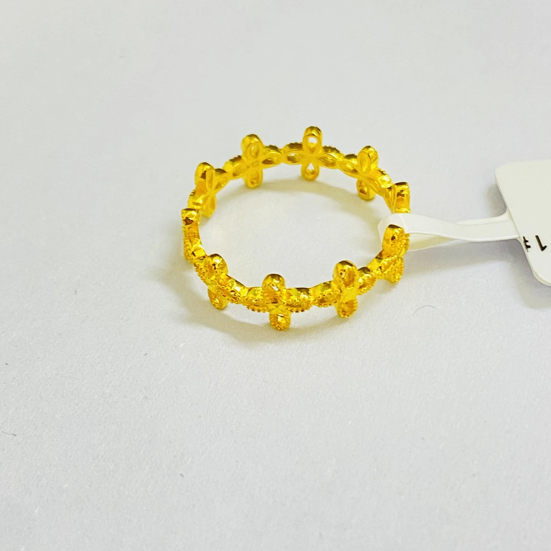 旺旺金选 足金999 镂空花花戒指11#  1.95