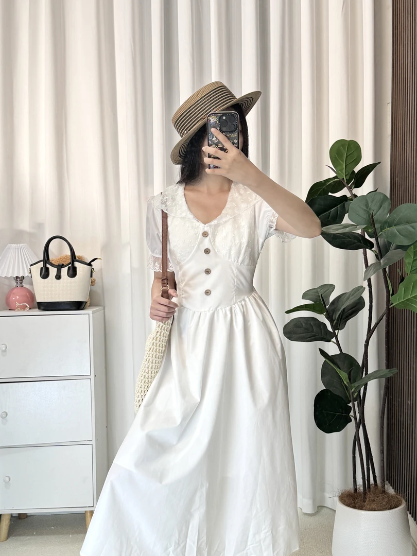 法式温柔气质优雅连衣裙欧若风收腰显瘦春夏款