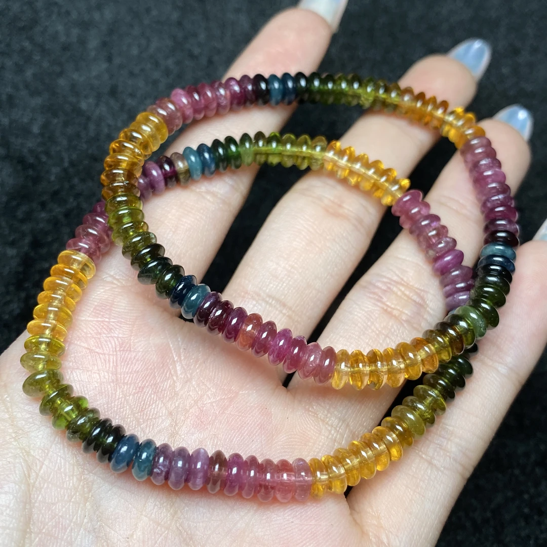 【铭记珠宝】碧玺算盘珠手串5-DM01L44【多样性发一件】尺寸约5mm+