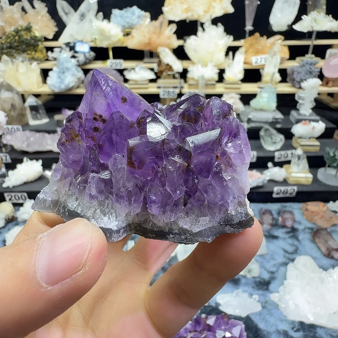 石材巴西紫钛晶摆件