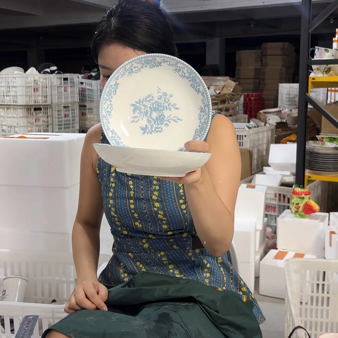 瓷微瑕陶瓷餐具釉下彩  7寸盘