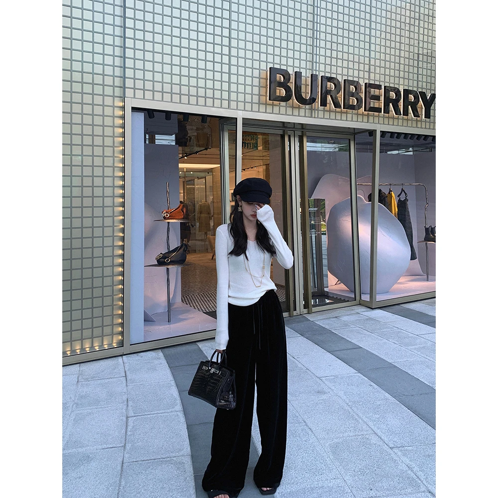 张贝贝ibell   韩国立体绒感 强推百搭高密丝绒私服裤