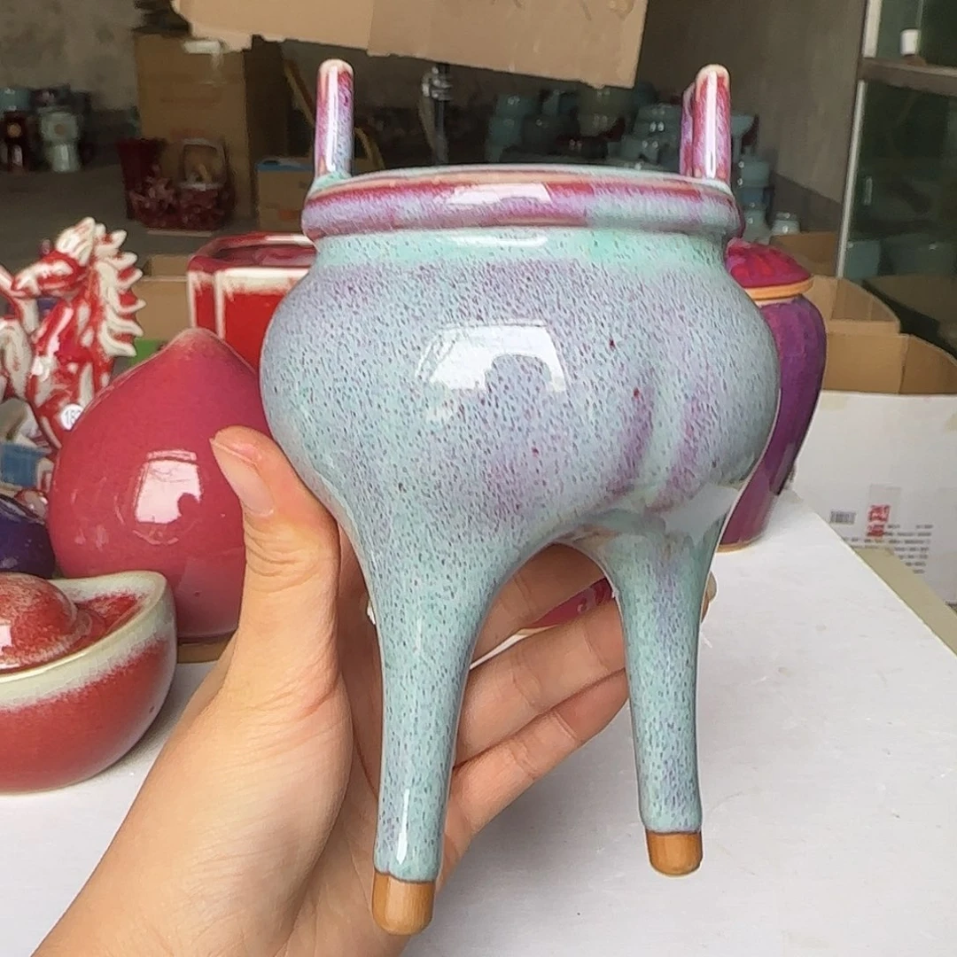 摆件陶郑家钧窑微瑕