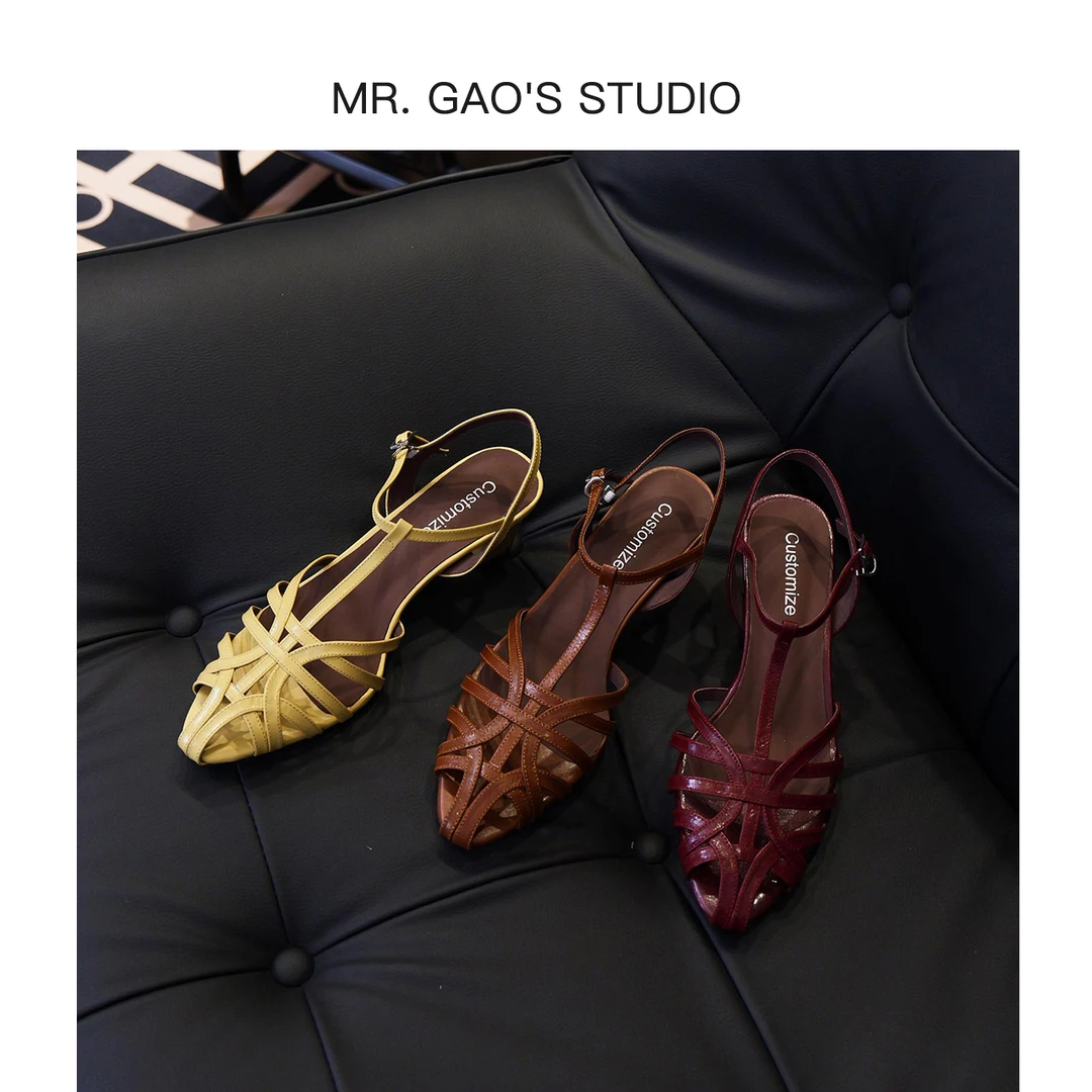 MR.GAO/高老板轻奢25新款镂空尖头罗马时装凉鞋夏季单鞋高跟女鞋